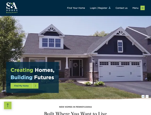 Screenshot of S&A Homes website